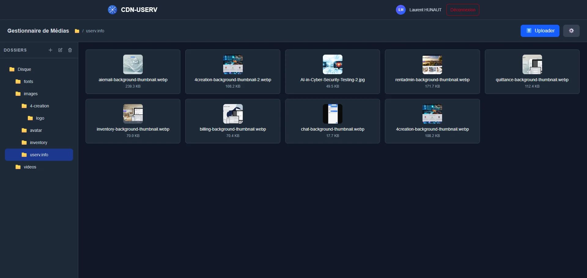 Application de gestion de médias en ligne - screenshot