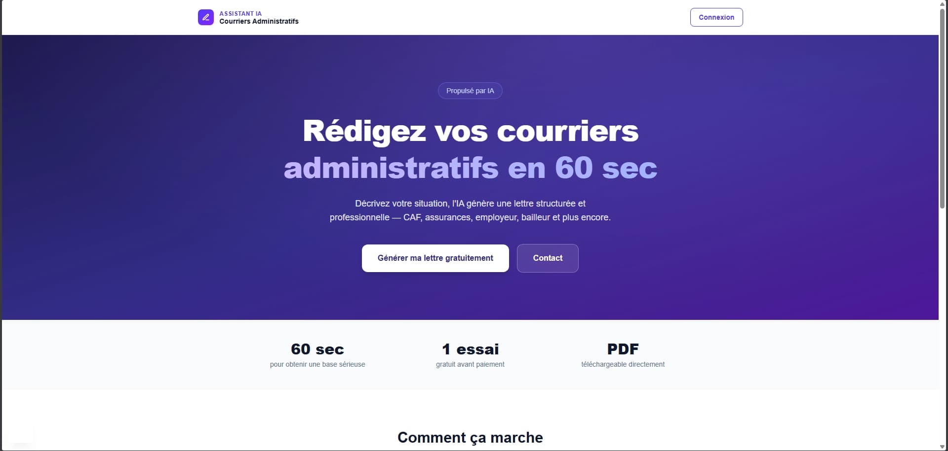 Assistant courrier en ligne - screenshot